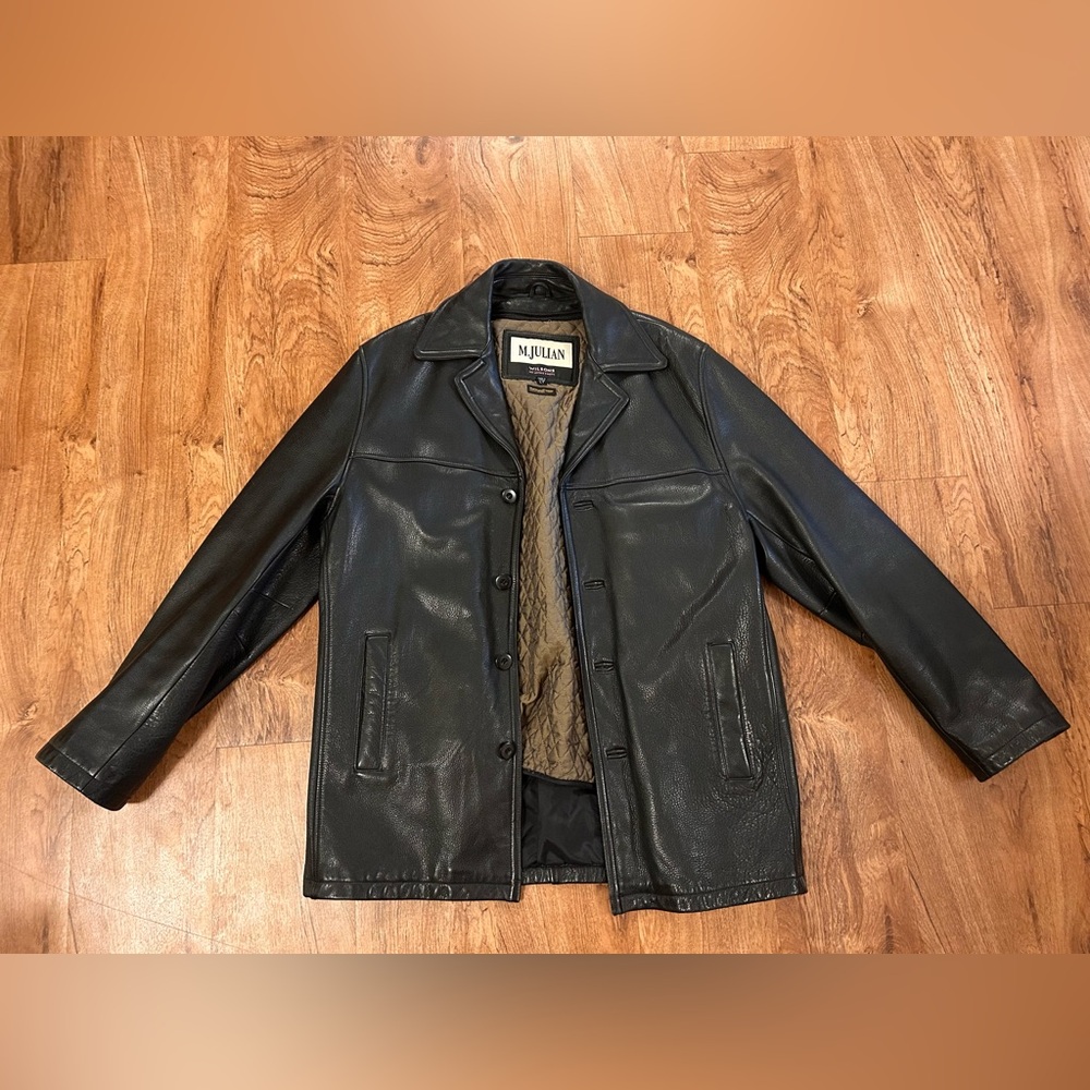 Wilson Black Leather Button-Front Jacket